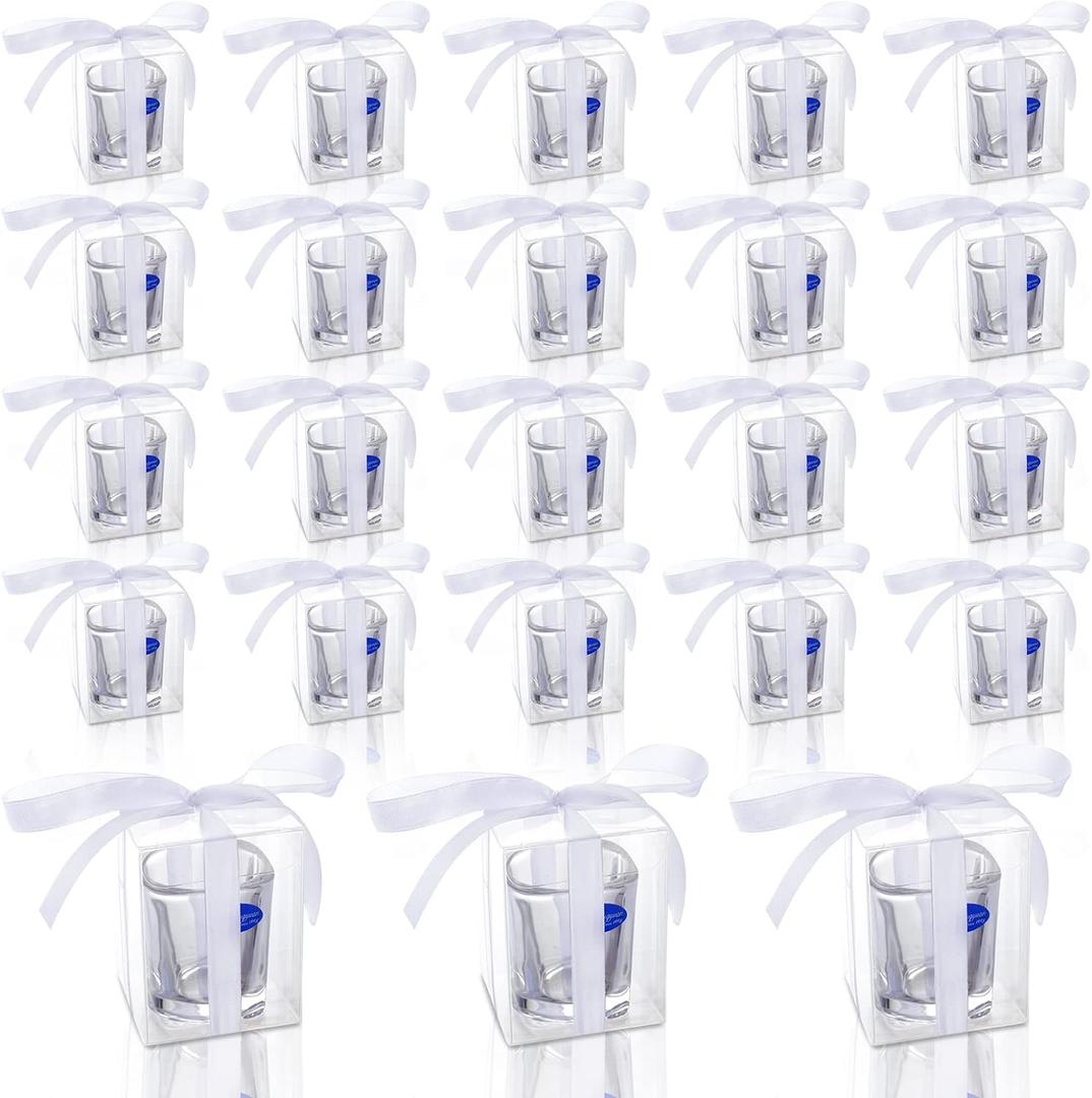 WANGDEFA 20-Piece Shot Glass Gift Box - 2.36 X 2.36 X 3.15 Inch Bags for Gifting, Wedding Favor Boxes, Holds 2.2 oz Shot Glass