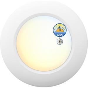 6 Inch LED Low Profile Disk Light with Dust to Dawn Sensor, 120VAC, 15W, 5CCT Color Changing, 1000LM, Non-Dimmable, ETL, Shower Rated Screw in Photocell Ceiling Light, White/1 Pack