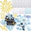 Hoteam DIY Graduation Cap Decorations Kit Included Faux Flowers 3D Butterfly Self Adhesive Rhinestones Glitter Alphabet Letter Stickers for 2026 Grad Cap Topper Party Gifts Decor(Blue)