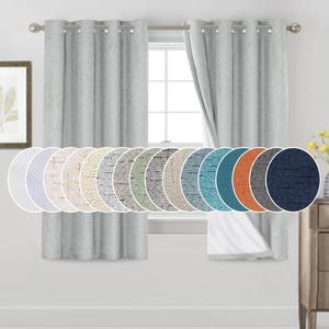 PrinceDeco Blackout Curtains 63 Inch Length Short Blackout Curtains 2 Panels Sets for Bedroom Living Room Room Darkening Curtains Linen Texture Drapes for Windows, 52" W x 63" L, Glacier Grey