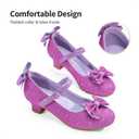 DREAM PAIRS Girls Dress Shoes Toddler Little Girls Heels Mary Jane Princess Shoes with Interchangeable Bow for Flower Girl Wedding Party,Size 9 Toddler,Purple,SDFL2322K