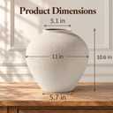 Large White Vase, 11 Inch Wide & 10.6 Inch Tall Round Rustic Iron Vase with Ceramic-Look Stone Texture, Decorative Vase for Flowers, Vases for Centerpieces