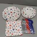 96PCS 4th of July Paper Plates and Napkins Patriotic Party Supplies Set Red Blue Silver Stars Disposable Tableware USA Themed Dinnerware for Independence Days Veterans Day Table Decorations
