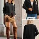 GRACE KARIN Womens Cropped Knit Sweater Blazer, Oversized Open Front Jackets 2026 Spring, Laple Cardigans Dressy Casual (Black)