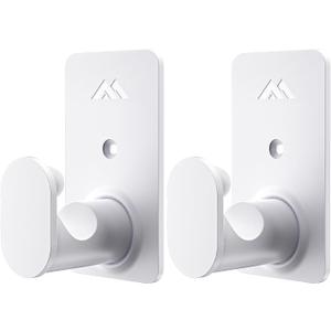 2 x 5/8" No Drill Curtain Rod Brackets for Poles Upgrade Adhesive Renter Friendly Nail Free Curtain Rod Hooks No Drilling Curtain Rod Holders Self Adhesive Curtain Rod Hooks Up to 25 lb (2Pcs White)