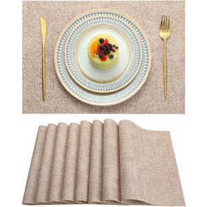 Placemats Set of 8 Washable Heat Resistant Place Mats PVC Woven Dining Table Mat Pink 8pcs