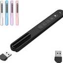 Presentation Clicker with Red Pointer Beam, 328ft Long-Range Wireless Presenter Remote with Magnetic USB Receiver, PowerPoint Clicker Compatible with Windows/Android/macOS/Linux, Black, USB A
