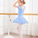 Arshiner Girls Ruffle Sleeve Ballet Dance Dress Tutu Skirted Leotard (6-7 Years, Blue)