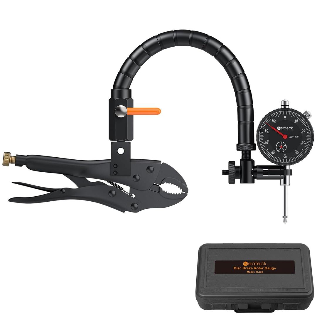 Neoteck Disc Brake Rotor Gauge Set 01"/0.001" Ball Joint Runout Gauge Set with 13.77" Flexible Arm and 7" Tight Grip Locking Plier,Widely Used in Automotive Maintenance and Industrial ProcessesBlack