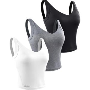 NELEUS Women's 3 Pack Athletic Compression Tank Top with Sport Bra Running Shirt (XX-Large, 8200 Black/Grey/White)