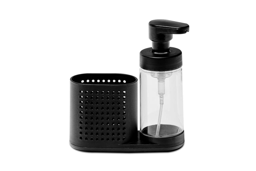 Madesmart Foaming Soap Station, Sinkwear Collection, Ventilated Compartment, Eco-Friendly, Ergonomically Designed, Soft-Grip Base, Small, Carbon