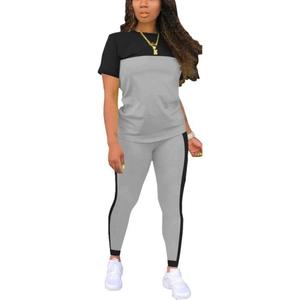 Nimsruc Biker Short Sets Women 2 Piece Outfits Summer Short Sleeve Jogger Tracksuit, Large