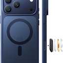 TORRAS Stronger Magnetic & Shockproof for iPhone 17 Pro Max Case, Fit for MagSafe, Military Grade Drop Protection, Camera Control, DIY Button, Slim for iPhone 17 Pro Max Case Translucent Deep Blue