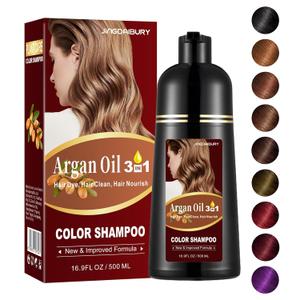 Black Argan Oil Hair Dye - 16.9 Fl Oz, 3 in 1 Semi-Permanent Color Shampoo, Easy To Use (Black)
