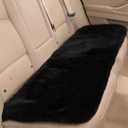 Fluffy Genuine Australia Sheepskin Car Seat Cover for Auto Interior Accessories with Soft Fuzzy Wool Eco-Friendly Natural Fur Non-Slip (Black, Back) (Back 17*53inchs)