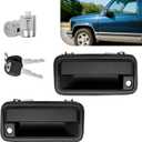 Upgrade Chevy GMC C/K 1500 2500 Metal Exterior Front Door Handle w/Lock Cylinders & Keys Compatible with 1988-2000 Chevy C/K1500 C/K2500 C/K3500 GMC C/K1500 C/K2500 C/K3500, Textured Black