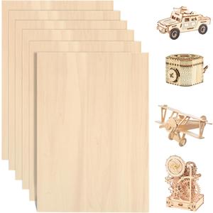6 Pack Basswood Sheets for Crafts - 12 x 18 x 1/8 Inch - 3mm Thick Large Plywood Sheets Unfinished Bass Wood Boards for Laser Cutting, Wood Burning, Architectural Models, Staining 6 Pack Basswood Sheets for Crafts - 12 x 18 x 1/8 Inch - 3mm Thick Large Plywood Sheets Unfinished Bass Wood Boards for Laser Cutting, Wood Burning, Architectural Models, Staining