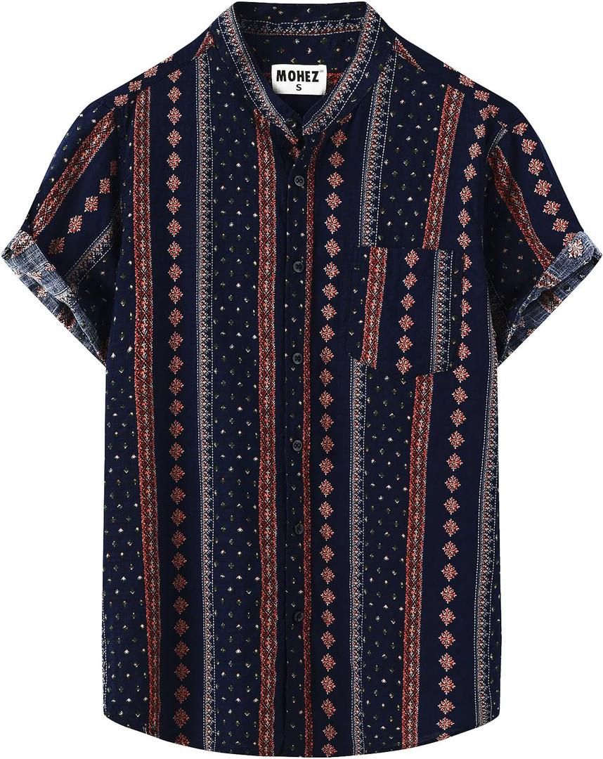 Men Hawaiian Shirt Floral Short Sleeve Shirts Summer Vacation Print Casual Button Down Beach Shirt (Black, XXXL)