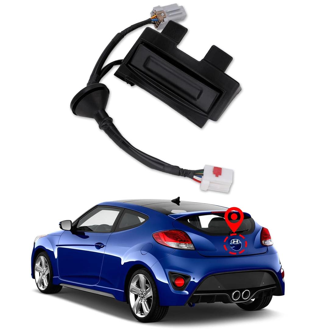 Yinlowa Hatch Release Button Trunk Latch Switch Compatible with 2012-2017 Hyundai Veloster 1.6L L4 Engine - Replaces 81260-2V010 812602V010 Rear Tailgate Outside Handle Button Lock Assembly