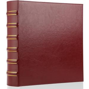 LETVPVOW Vintage Hardback 3 Ring Binder 2 Inch, Professional Leather Binder 3 Ring, Three Ring Binders Fits 8.5" x 11", D Ring Binders for Photo Album, Home, School and Office Supplies- Dark Red