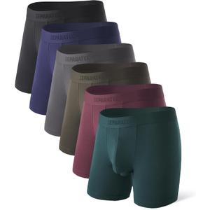 Separatec Christmas Underwear For Men Dual Pouch Boxer Briefs Comfy Soft & Moisture Wicking Rayon From Bamboo Underwear men (Large, A1 - 2 - Multicolor - 6 Pack)
