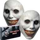 Halloween Adult Realistic Latex Full Face Smiling Demon Mask - Scary Horror Creepy Costume Party Prop (2 Pc)