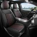 Front Automotive Seat Covers 2PCS,Thick Luxury Nappa Leather 3D Design Universal Fit Automotive Seat Covers & Accessories Waterproof Car Seat Covers SUV Truck,Style1 Black Red Line