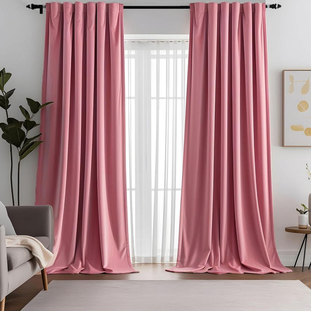 Blush Pink Velvet Curtains for Living Room Luxury Room Darkening for Bedroom,Thermal Insulated Super Soft Window Drapes Rod Pocket & Back Tab, 52" W x 108" L, 2 Panels Set