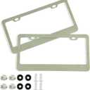 Kigai Sage Green Elliptical License Plate Frames with Screw Caps Universal Car License Plate Holder Automotive Parts Decoration-2PCS