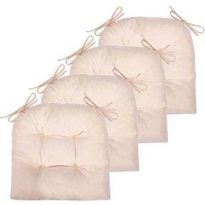Chair Cushion, 4 Pack Chair Cushions for Dining Chairs, Chair Pads and Mat with Ties for Indoor Kitchen Seat and Desk (Beige, 4 Count - 17 x 16 in)