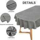 Wolkemer Faux Linen Oval Tablecloth Heavy Duty Wrinkle Resistant Fabric Table Cloths 60 x 84 Inch Charcoal Farmhouse Rustic Table Cover for Kitchen Dining Indoor Outdoor Tabletop Decoration