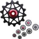 DJC Stone Bearing Bike Pulley Wheel Derailleur Pulley 7 8 9 10 11 12 Speed Narrow Wide Tooth Guide Roller 10t 12t 14t 16t MTB Road Bike Derailleur Over Sized Pulley Wheel(Black 12T)