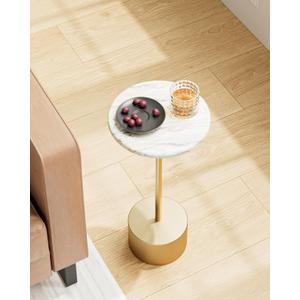 Drink Table Pedestal, Round Side Table, Drink Tables for Small Spaces, Pedestal End Table, Small Pedestal Table (Gold)