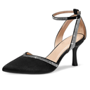mysoft Women's Pumps Shoes Pointed Toe Kitten Low Heels Stiletto Ankle Strap Closed Toe Wedding Party Dress Sandals, 7.5