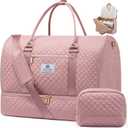LOVEVOOK Convertible Garment Bag for Travel with Shoe Pouch, Carry On Garment Duffel Bag with Toiletry Bag, 2 in 1 Hanging Suitcase Suit Bag, Waterproof Weekender Bag for Women Travel, Wedding, Pink
