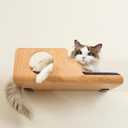 Cat Wall Shelves, Creative Design Cat Shelf with Peephole, 19 x 10 inch Cats Wall Furniture with Comfortable Pad, Cats Perch for Sleeping, Playing, and Scratching.