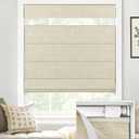 LazBlinds No Tools No Drill TDBU Cordless Roman Shades for Window, Thermal Insulated UV Blocking, 100% Blackout Fabric Blinds for Bedroom & Living Room, 31" W x 64" H, Blackout - Beige