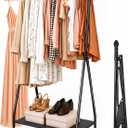 Foldable Clothes Rack with Wheels - Rolling Clothing Rack Adjustable Height - Portable Garment Rack with Shelves - Collapsible Hanging Rack for Clothes