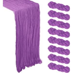 8 Pack Purple Cheesecloth Table Runner 10Ft Spring Gauze Cheese Cloth Table Runner 120 Inch Boho Sheer Rustic Fabric for Holiday Decor Bridal Baby Shower Wedding Party Decoration