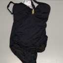 B2prity One Piece Swimsuit for Women Tummy Control Ruched Bathing Suit V Neck Push Up Swim Suit Black, M