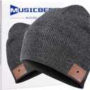 Beanie Bluetooth, MUSICBEE Bluetooth V5.2 Wireless Knit Winter Cap, 30 Hour Play time, Built-in Microphone and HD Stereo Speakers(Charcoal