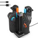 RHOTALL Charging Dock Compatible with Nintendo Switch 2 joycon Controllers, 4 in 1 Fast Charger Station for Switch 2 with LED Indicator and Charger Cable,Magnetic & Non-Slip Base Charging Accessories