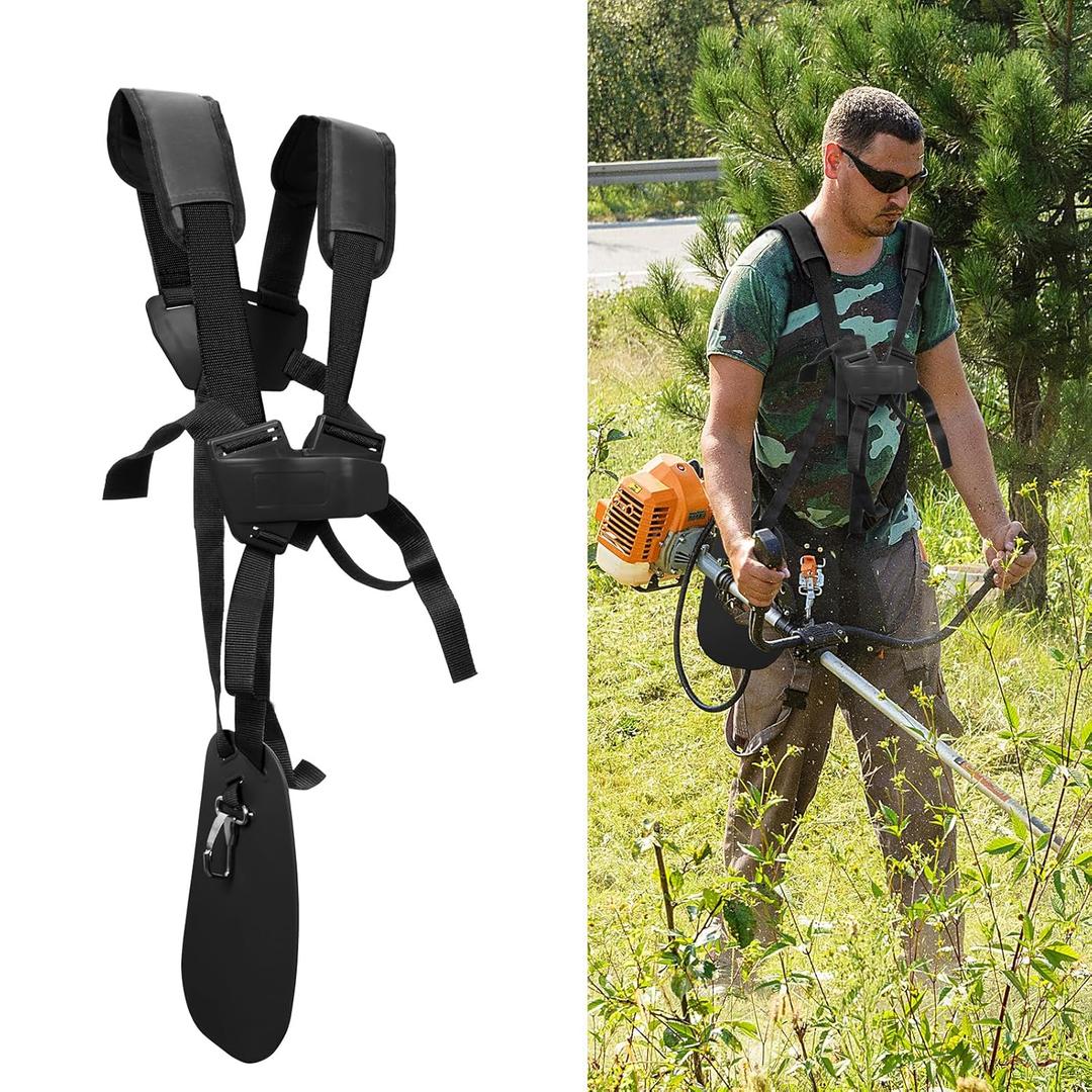 SUNMON 4119 710 9001 Weed Eater Strap - Trimmer Harness Double Shoulder with Durable Nylon String Trimmer Strap for Weed Wacker,for STHIL FS KM Series String Trimmer (Black)