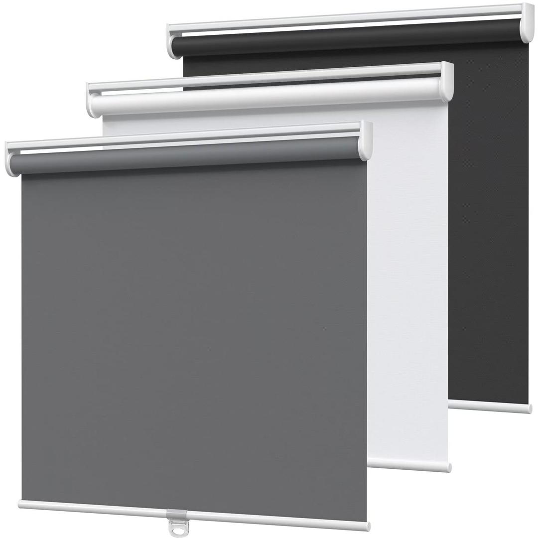 MYshade 100% Blackout Roller Shades Cordless for Windows - Thermal Insulated UV Protection Room Darkening Blinds, Easy Install for Home, Bedroom, Living Room, Office (31" W x 72" H,Grey