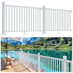 2 Pack 36 in. H x 6 ft. W Porch and Deck Railing Kit, Aluminum Railling Kit, White Outdoor Textured Powder-Coat Finish Rail System for Decks, Porches & Balconies (2 Post, 2 Panel) 2 Pack 36 in. H x 6 ft. W Porch and Deck Railing Kit, Aluminum Railling Kit, White Outdoor Textured Powder-Coat Finish Rail System for Decks, Porches & Balconies (2 Post, 2 Panel)