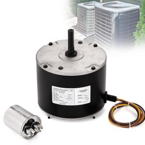 Condenser Fan Motor Replacement 1/4 HP 1100 RPM 208-230V Compatible with Carrier 5KCP39EGS070S 5KCP39EGY823S Genteq GE3905 Bryant Payne HC39GE236 HC39GE237 Dayton 6DLL0 48 Frame Includes Capacitor