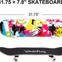 WhiteFang Skateboards for Beginners, Complete Skateboard 31 x 7.88, 7 Layer Canadian Maple Double Kick Concave Standard and Tricks Skateboards for Kids and Beginners (Pink Fantasy)