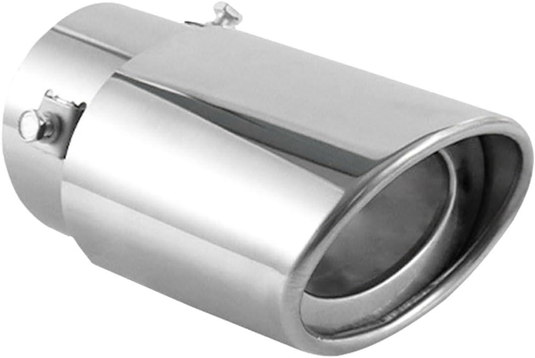DUSCOKE Stainless Steel Car Exhaust Tip, 2.5" Inlet 3.4" Outlet Chrome Tail Throat Pipe Exhaust Muffler Pipe Tip Fit 1.5"- 2.25" Diameter Pipes, Exhaust Tailpipe Car Modification Accessory (Straight)