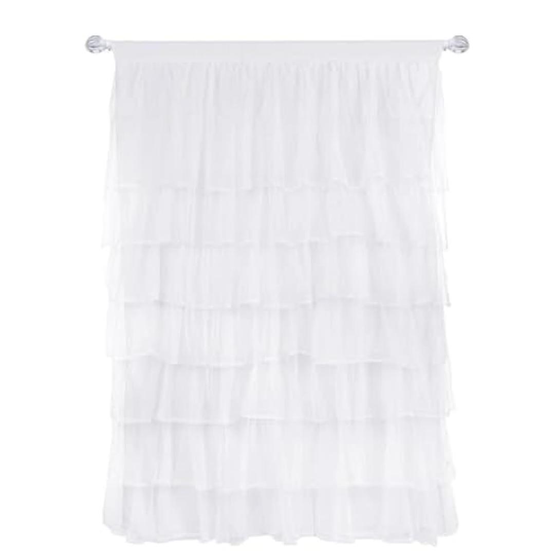 Tadpoles Layered Tulle Window Valance, Girls Window Valance for Nursery Room Bedroom, White, 63 Inch