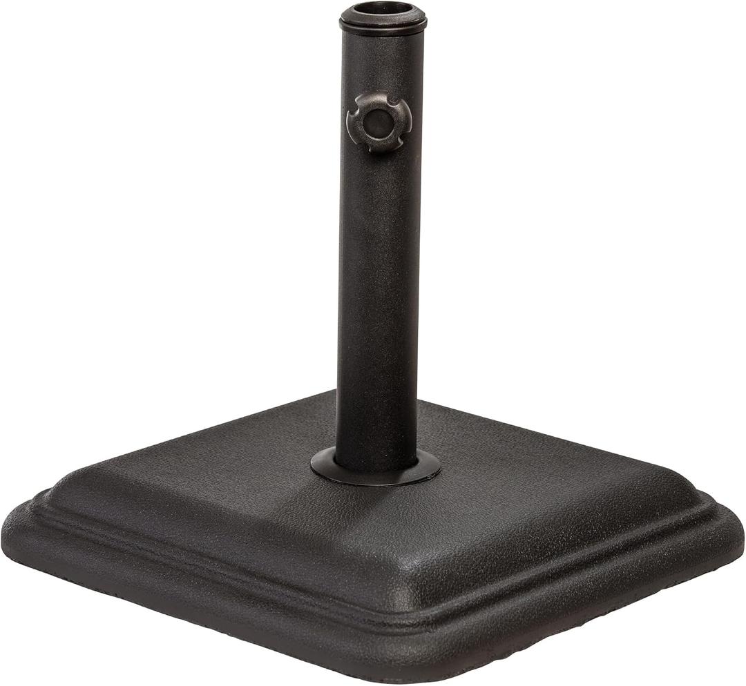 US Weight 26 Pound Umbrella Base - Cast Stone Outdoor Umbrella Stand - for Use with Umbrella Poles 1.3" to 1.8" - Designed to be Used with Patio Table - Black